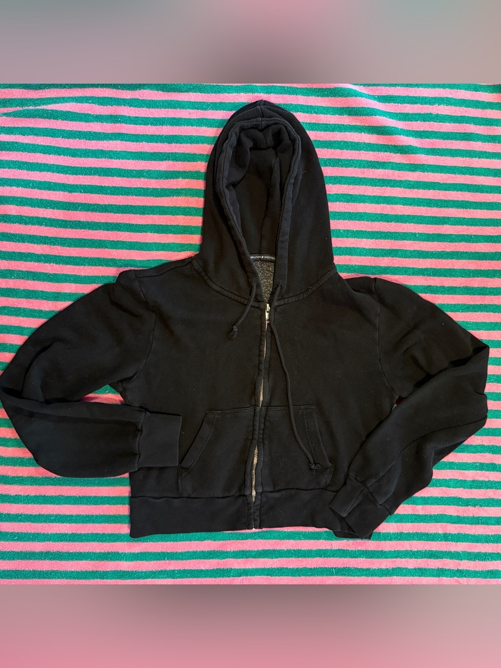 Brandy Melville Black Zip Hoodie with Drawstring